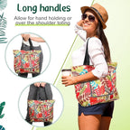 Cunno 6 Pcs Reusable Foldable Grocery Bags, Large Capacity Shopping Bag with Zipper Handle, Waterproof, Women