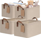 CHICVITA 4 Pack Storage Baskets for Shelves, Foldable Closet Organizer Bins with Handles, Toy Storage Basket for Nursery Livi
