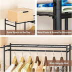 Neprock Portable Closet Wardrobe, Metal Clothing Rack with 8 Shelves & 1 Hang Rod, Free Standing Closet Rack for Hanging Clot