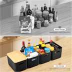 Ohmlove 4 Packs Storage Bins with Bamboo Lids - Plastic Storage Containers with Lids Stackable Storage Box: Storages Baskets 