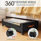 Yecaye 60L Under Bed Storage with Wheels, 2 Pack Under Bed Storage Containers, Underbed Shoe Storage with Clear Window & Labe