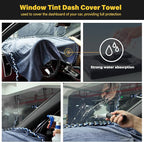 Gomake Window Tint Dash Cover Towel Absorbent Car Dashboard Protection Microfiber Towel Strand Soak Rope Car Windshield Back Window Tinting Tools with Bulldozer Squeegee Scrubber Paddle Squeegee
