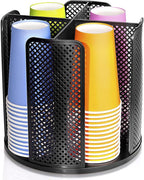 Rotating Paper Cup Dispenser, Cup Holder with 4 Compartments, Disposable Coffee Cup Dispenser Removable, Plastic Cup Storage 