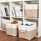 11 x 11 Inch Storage Cubes, 6 Pack Large Collapsible Fabric Storage Bin with Ropes, Foldable Storage Cubes for Home, Office,C