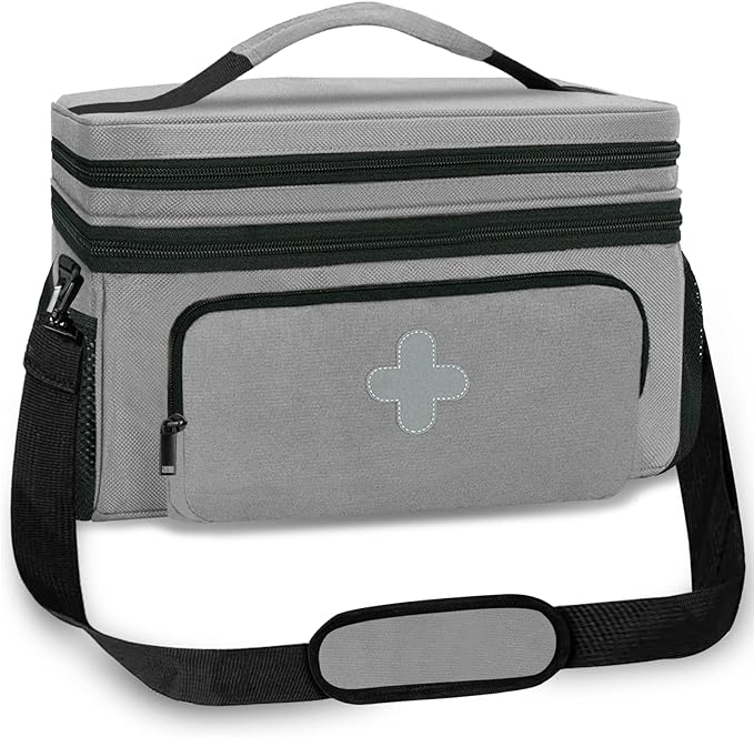 GDNasist Medicine Storage Bag, Medical Bag Pill Bottle Organizer for Emergency, Medicine Box Empty with Small Portable Pouch,