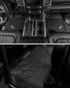 3W Floor Mats Fit for Ford F250 F350 F450 F550 2017-2025 2026 Super Duty Crew Cab Bucket Seat with Under Seat Storage, All Weather TPE Custom Fit F 250 Floor Liner(Not for Vinyl Floor), Upgraded