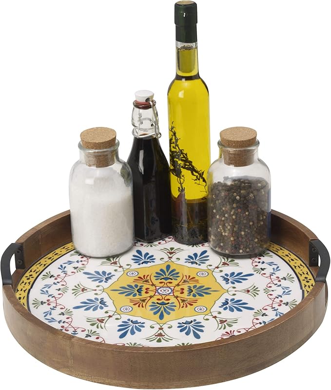 Gourmet Basics by Mikasa Vella Lazy Susan Serving Tray, 16-Inch, Assorted