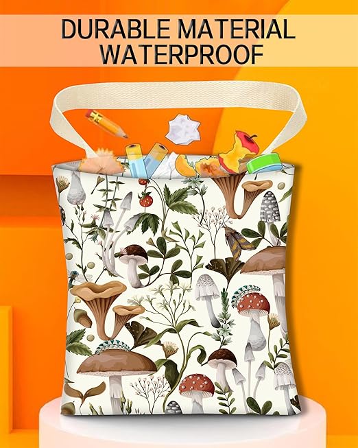 Car Garbage Can, Car Trash Bag, Car Garbage Bag, Hanging Car Trash Can for Car Accessories, Vehicle, Travelling, Camping, Cute Car Back Seat Organizer, Cute Boho Mushrooms