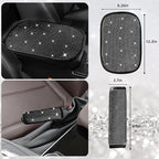 NBTEPEM 30 Pcs Black Bling Car Accessories Set for Women, Steering Wheel Cover Set, Bling Console Cover, Seat Belt Cushion, Shift Knob Cushion, Cup Holder Coaster, Rhinestone Car Hanging Accessories