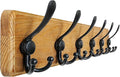 Dseap Coat Rack Wall Mounted - 24" Long 6 Tri Hooks, Heavy Duty Wooden Wall Coat Hanger Coat Hook for Clothes Hat Jacket Clot
