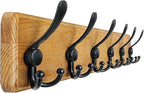Dseap Coat Rack Wall Mounted - 24" Long 6 Tri Hooks, Heavy Duty Wooden Wall Coat Hanger Coat Hook for Clothes Hat Jacket Clot