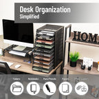 Mind Reader 10-Drawer Desk Organizer for Office Supplies, Crafts, Mail Sorting & More, Metal Mesh, 10.75"L x 14"W x 21.25"H, 