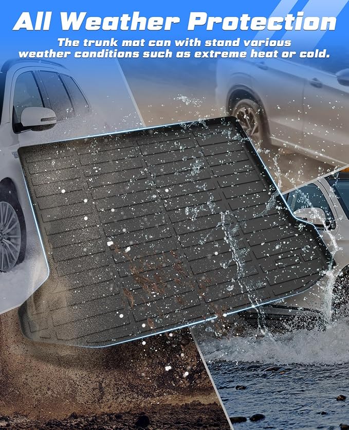 Sunsdrew Cargo Liner for 2022 2023 2024 Hyundai Ioniq 5 Accessories TPE Cargo Mat All Weather Odorless Anti-Slip Rear Cargo Tray Heavy Duty Trunk Mat Black Trunk Floor Liners