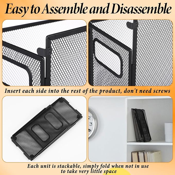 2 Pack Hanging File Holder, 10 Hanging Folders, Metal Mesh, Letter Size Folder Storage, Desktop Storage Cabinets, Office Scho