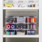 Citylife 1.3 QT 20 Packs Small Storage Bins Plastic Storage Container Stackable Box with Lids for Organizing, Clear White