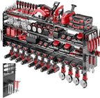 52" W Large Power Tool Organizer Wall Mount -12 Drill Holder for Garage,4 Layer Heavy Duty Power Tool Rack,Tool Organizer Sto