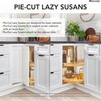 Rev-A-Shelf 24" Dual Tier Pie-Cut Lazy Susan Organizer for Base Corner Kitchen Cabinets, Two Plastic Home Storage Shelves, Al