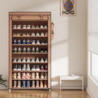 Laiensia 9-Tier Vertical Shoe Rack Organizer, Space Saving Shoe Storage Organizer, Non-Woven Cover Shoe Shelf Holds 36-45 Pai