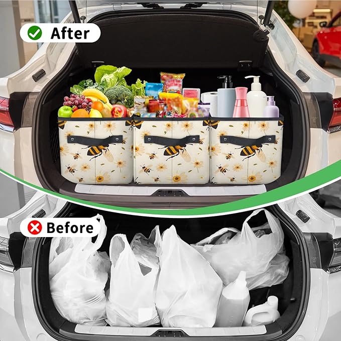 Reusable Grocery Bags Heavy Duty Shopping Bags Foldable Large Tote Bags with Long Handles & Hard Bottom