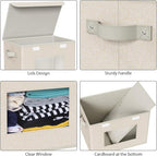 Univivi Collapsible Stackable Storage Bins with Lids [4-Pack] Foldable Fabric Closet Organizer Basket, Closet Organizers and 