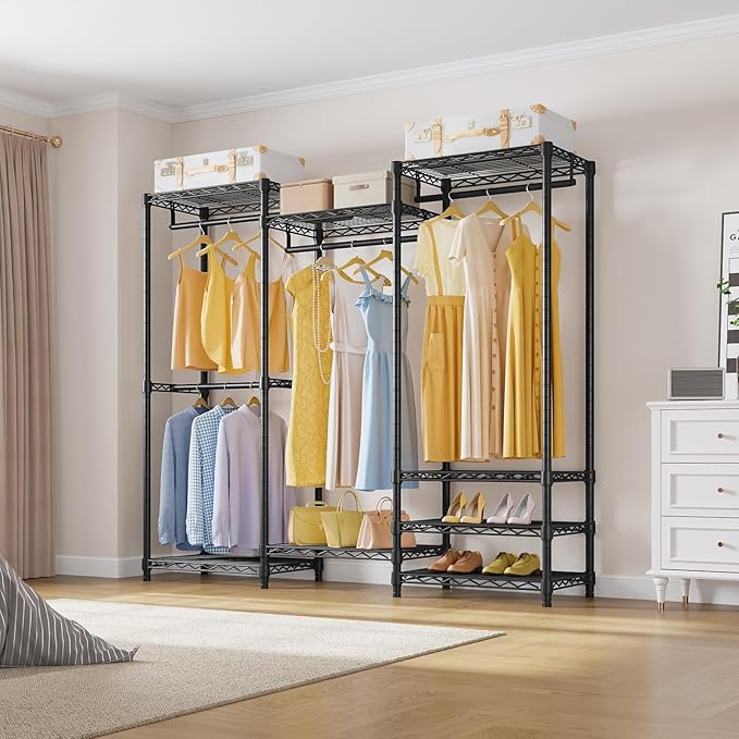 VIPEK V5 Medium Portable Closet Wardrobe Heavy Duty Clothes Rack, Freestanding Closet Metal Clothing Rack with 4 Hang Rods & 