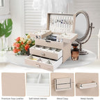 Dajasan Jewelry Organizer Box, Large Jewelry Boxes for Women Girls, Space-Saving 4 Layers Jewelry Storage Case with Drawer, M