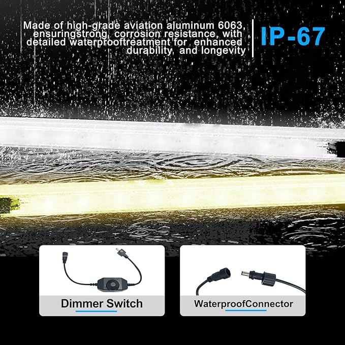 12V LED Interior Light Aluminum Rigid String Lights with Dimmer Switch Waterproof Light Strip (5pcs-White)