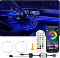 USB Car LED Lights, Interior Car Lights Strip with APP and RF Remote Control, 2 in 1 Ambient Lighting with 157 inches Fiber Optic Music Sync Simple Installation EL Wire Lights (2 in 1/157 inches)