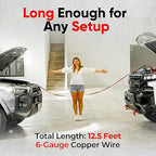 Safe Start Illumi Heavy Duty Jumper Cables Kit - 12FT, 6GA Jump Cable for Car, Truck - W/LED Indicators for Night Use, Reverse Polarity Protection, Copper Wire - Traditional Front-to-Front Design