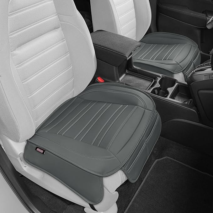 Motor Trend Car Seat Covers for Front & Rear Full Set - Nappa Leather Seat Protectors for Cars, Trucks & SUVs - Gray Automoti