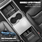 10PCS Center Console Organizer Tray for 2025 2026 Tesla Model Y Accessories, Armrest Hidden Storage Box Cup Holder Charger Pad for Model Y Juniper