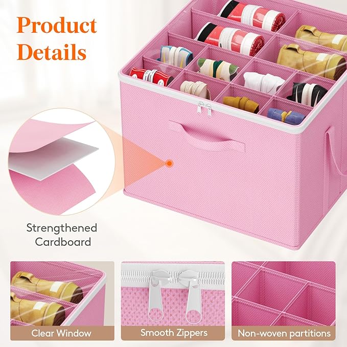 Lifewit 6 Pack Shoe Storage Organizer for Closet, Large Shoe Box Storage Containers with Clear Cover, Foldable Storage Bins F