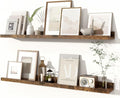 Fun Memories Picture Ledge Shelves Set of 2, 36 Inch Rustic Wall Mounted Floating Shelves with Lip for Home Storage and Décor