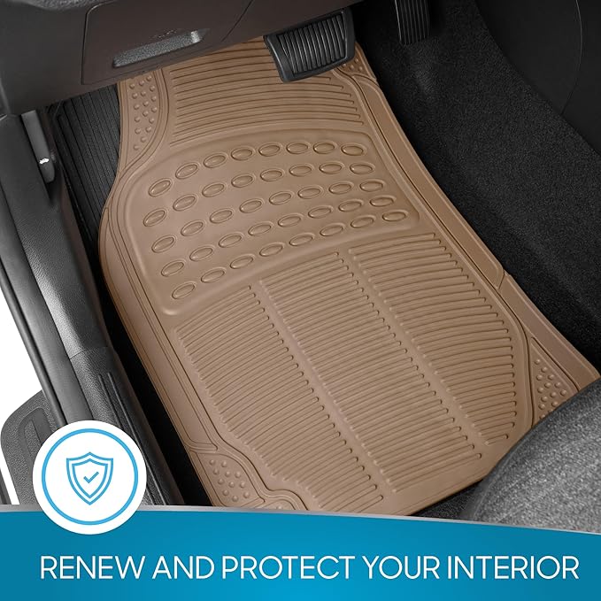 Heavy Duty 4pc Front & Rear Rubber Floor Mats for Car SUV Van & Truck-All Weather Protection Universal Fit