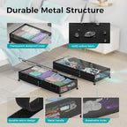 oylik Large Under Bed Storage with Wheels, Metal Under Bed Storage Containers with Clear Lid, Handle, Rolling Under Bed Shoe 