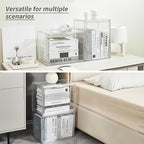 LXLXXL Cube Storage Organizer Acrylic Book Case Display Case Box Stackable Book Storage Containers With Magnetic Door Clear P
