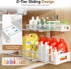 1 Pack 19IN Depth Under Sink Storage Organizer, Large 2-Tier Elegant Mesh Pull Out Shelf for Kitchen and Bathroom Cabinet Org