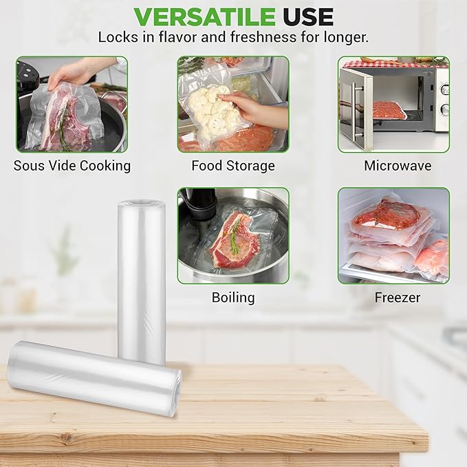 NutriChef Vacuum Sealer Bags 11x50 Rolls 2 pack for Food Saver, Seal a Meal, NutriChef, Weston. Commercial Grade, BPA Free, H