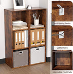 Cube Storage Organizer, 3 Cube Retro Bookshelf, Freestanding 3 Tier Open Shelf, Rustic Brown Retro Shelves for Home Office, B