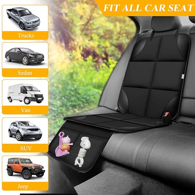 Meolsaek Car Seat Protector for Child Car Seat, Durable 600D Fabric Waterproof Car Seat Cover with Thick Pad Non-Slip Backing