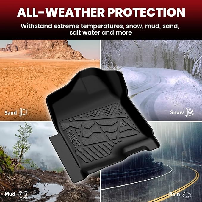 LASFIT Floor Mats for Chevy Silverado/GMC Sierra Extended Cab 1500 2500/2500HD 1999-2007, 3500HD 2001-2007(2007 Fit Classic Body Only), All Weather TPE Custom Fit Floor Mats for Cars, 1st & 2nd Row