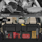 Femuar Car Trunk Organizer, Large Capacity Backseat Trunk Organizer (42"*18"), Collapsible Car Storage Bag with 8 Pockets, SUV/MPV/Truck - Black