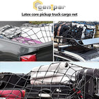 4’x6’ Truck Cargo Net Expands to 8' x 12' with 4"x4" Mesh Grid Super Duty Bungee Heavy Duty Bed Netting for Truck Bed Stretches with 12 Adjustable Metal Carabiners by Cenipar