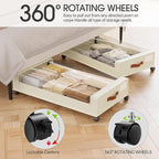 Yecaye Under Bed Storage with Wheels, 2 Pack Under Bed Storage Containers, 60L Underbed Shoe Storage with Clear Window & Labe