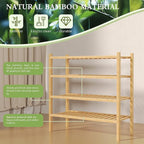 ROMGUAR CRAFT 4 Tier (Thick) Bamboo Shoe Rack for Closet Free Standing Wood Shoe Shelf for Entryway Small Space Stackable 27"