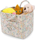 Storage Basket Boho Fabric Large Collapsible Floral Laundry Nursery Hamper Portable Folding Storage for Clothes Toys (Blue Fl