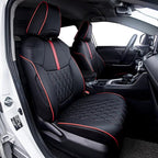 HKZ Fit RAV4 Car Seat Cover Set for 2013 2014 2015 2016 2017 2018 Toyota RAV4 Limited XLE SE Platinum Adventure-Leather(Black
