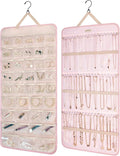 BAGSMART Hanging Jewelry Organizer Storage Roll with Hanger Metal Hooks Double-Sided Jewelry Holder for Earrings, Necklaces, 