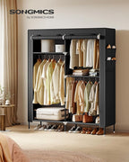 SONGMICS Portable Closet, Fabric Wardrobe, Clothes Rack with Shelves, Pockets, Large Capacity, 3 Hanging Rods, 50 x 17.7 x 70