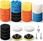 GOH DODD 33 Pieces 4 Inch Buffing Polishing Pads, Car Foam Drill Polishing Pad Kit Sponge Pads Buffer Polisher Kit Headlight 